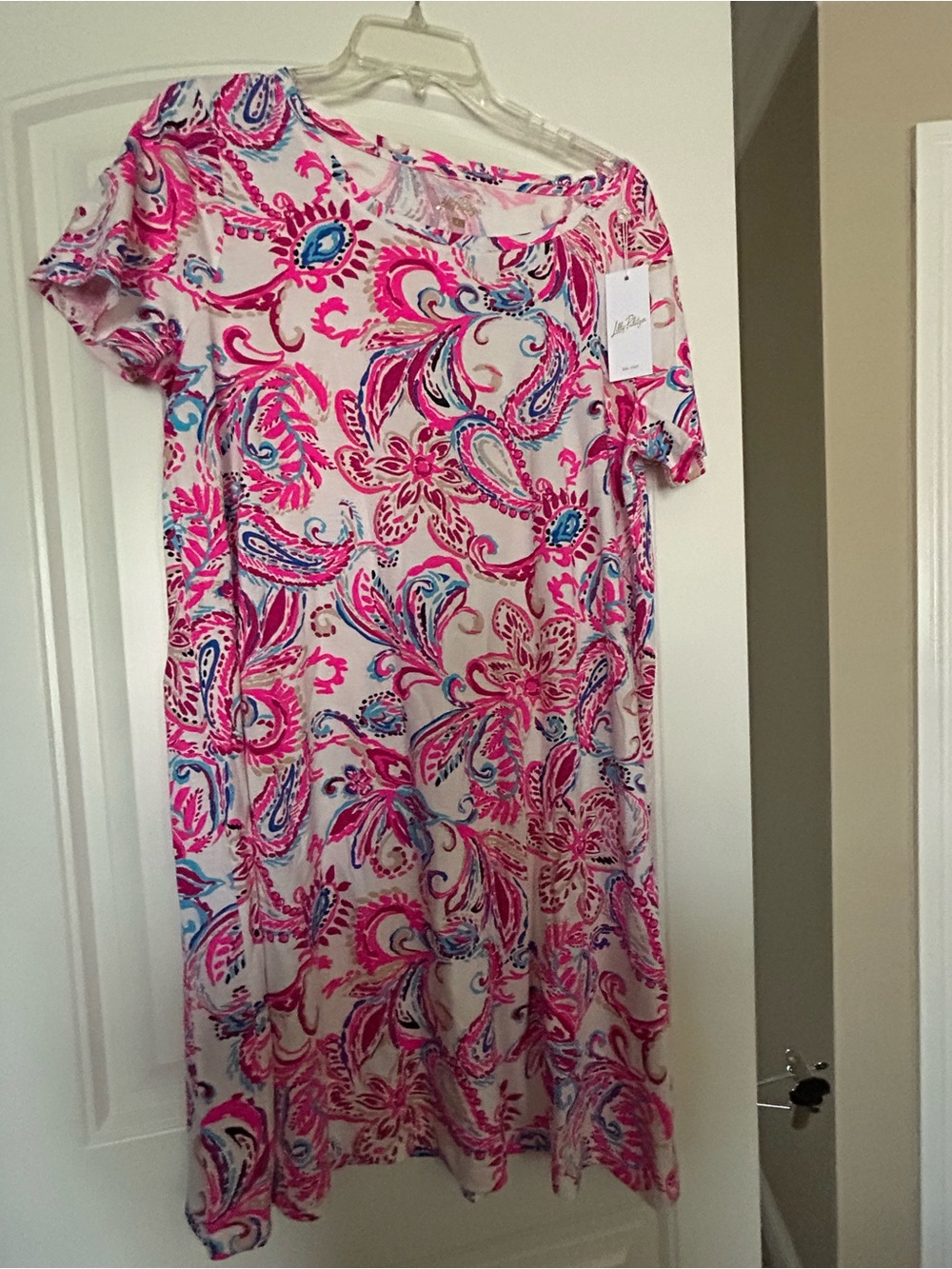 Women's Lilly Pulitzer Floral Paisley Short-Sleeve Dress - Pink & Blue. NWT.